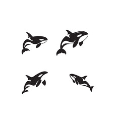 orca black and white animal silhouette vector
