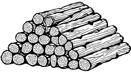 Pile of firewood illustration for concepts of heating and resource management