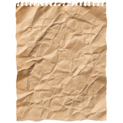 Obraz premium Crumpled brown paper sheet with torn top edge and wrinkled texture.