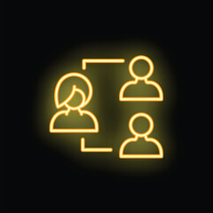 Glowing neon icon representing people connecting on a social network