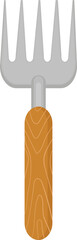 Gardening Hand Rake Illustration with Wooden Handle - Small Garden Tool for Horticulture Activities