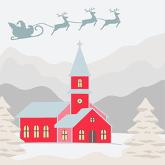 Winter merry christmas religious illustration background. Beautiful Merry Christmas banner design template. Vector illustration