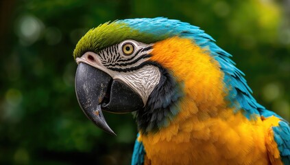 Fototapeta premium Vibrant and Colorful Macaw perched on a branch, showcasing its vivid plumage