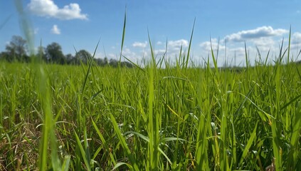Obraz premium A photo showing lush green grass under sunlight