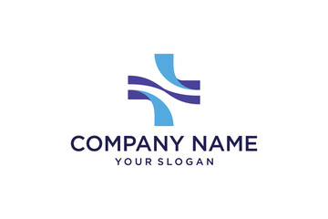 Modern Abstract Blue Medical Plus Sign Logo Design