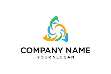 Abstract Modern Colorful Intertwined Triangle Logo Design Concept