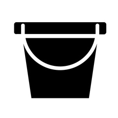 Black and white vector bucket icon symbolizing storage, cleaning, or farming. Ideal for agricultural, household, or construction visual