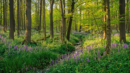 Deciduous forest in Lummelundsbruk, showcasing seasonal change