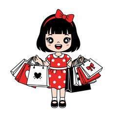 Cute Girl With Shopping Bags.