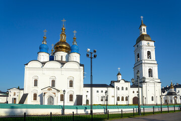 The ancient St. Sophia Cathedral and bell tower on the territory of the Tobolsk Kremlin. Tyumen region, Russia