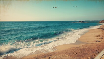 Ocean waves in a sunny coastal region