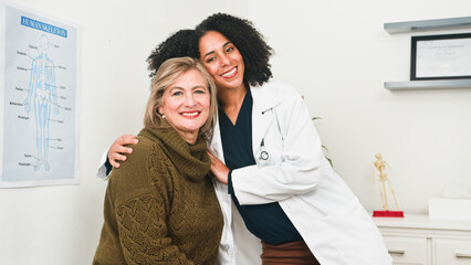 Caring Doctor With Happy Patient In Clinic, Friendly Health Care Visit, Medical Support