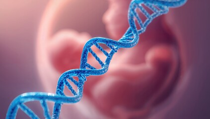 DNA on fetal background, highlighting genetic development, World Health Day