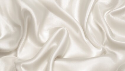 Obraz premium White silk fabric background featuring ripples, ideal for text layout