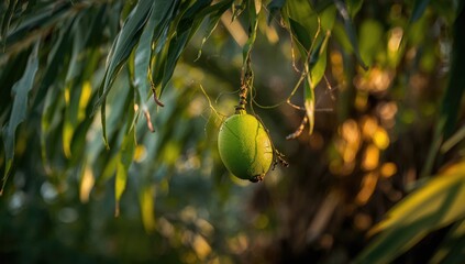 Obraz premium Fresh oil palm fruit being harvested from the stalk