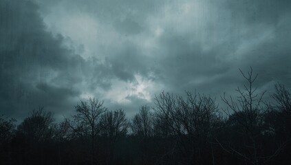 Obraz premium Gloomy, Overcast Autumn Sky backdrop, evoking a sense of isolation