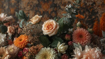 Obraz premium Vibrant blossoms displayed with artistic flair in a colorful setting