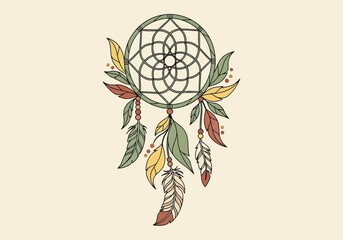 Dreamcatcher with Feathers and Leaves A Symbol of Protection and Dreams.