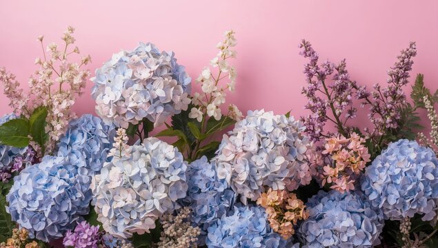 Vibrant Multicolored Hydrangea Blossoms, Hortensia Bloom