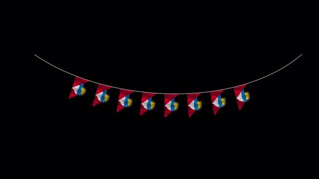 Festone Antigua and Barbuda flag on transparent background. 4K video