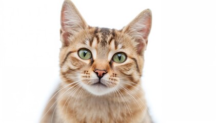 Obraz premium Close-up of an adorable tabby feline gazing into the lens and striking a pose