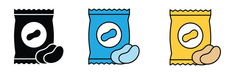 Chips packet icon set. snack potato chips bag vector symbol. Vector illustration of snack icon .