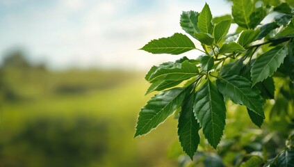 Vibrant fresh jatropha foliage backdrop for health and scientific research on oil production