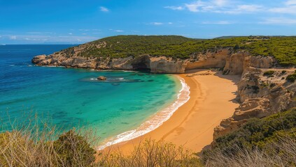 A serene swimming spot located in a northern island area, highlighting the beauty of the Mediterranean sea