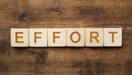 Fototapeta premium Effort displayed on wooden tiles, focus on craftsmanship