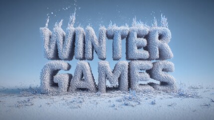 3D Render of 'WINTER GAMES' Typography in Frosted Ice