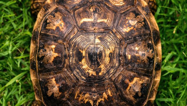 Detailed overhead shot of an aged turtle shell showing natural texture and patterns