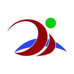 Abstract Human Figure Logo – Dynamic Motion Shape with Red Blue and Green Elements Vector