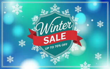 Fototapeta premium Modern Blue Winter Sale Poster