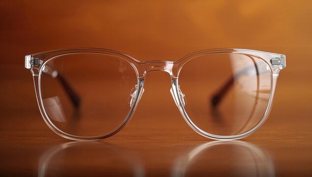 Glasses on a wooden surface, ideal for a focused workspace background
