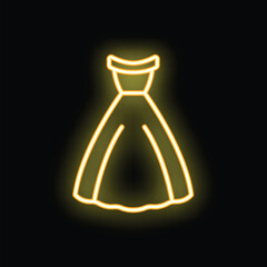 Neon sign showing a yellow dress on black background