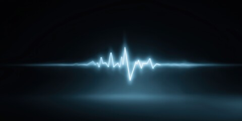 Glowing blue heartbeat waveform on dark background