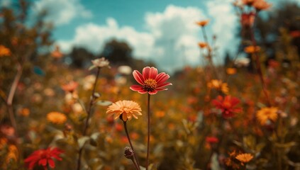 Small crimson blossom in the warm season