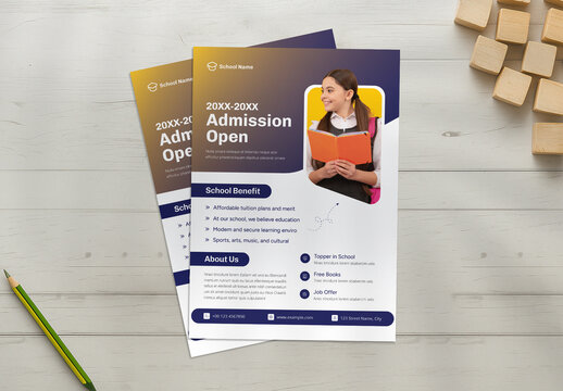 Modern Open School Admission Flyer Design Template