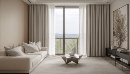 Stylish curtains complementing a cozy sofa in a contemporary living area, enhancing aesthetic appeal