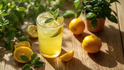 Fototapeta premium Cool homemade citrus beverage perfect for a hot summer afternoon