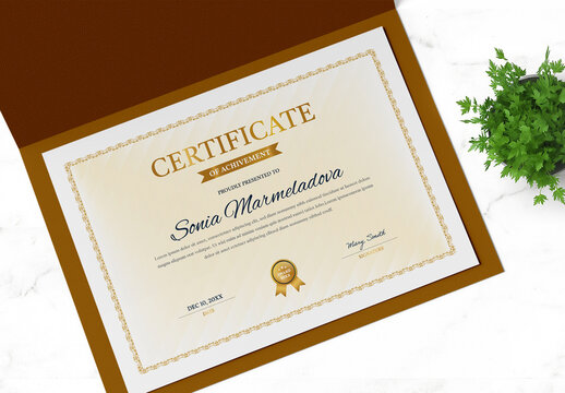 Modern Award Certificate Design with Golden Accents