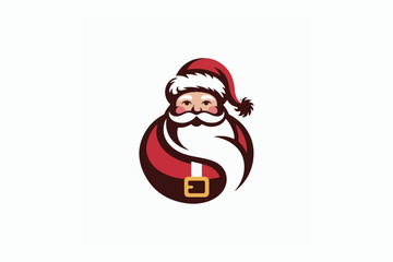 Modern stylized santa claus head icon, perfect for festive holiday design projects.
