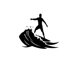 Surfer on a Wave Silhouette