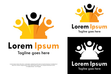 Abstract colorful people jump together. A simple logo symbolizing community, teamwork, celebration, and diversity. Isolated vector icon for social or team branding.