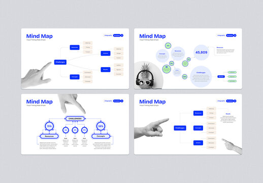 Modern Mind Map Infographic Vector Set for Visual Thinking and Business Strategy