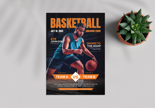 Modern Basketball Tournament Event Flyer Template Design