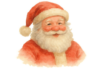 Santa claus watercolor illustration for festive christmas and holiday designs, isolated element on transparent background
