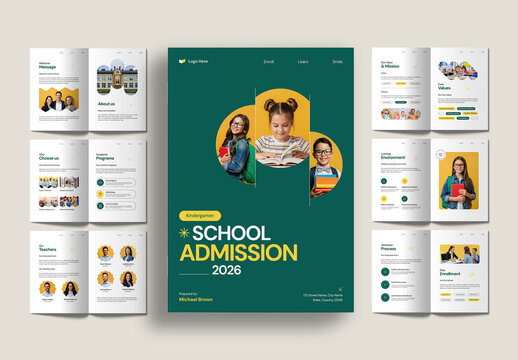 2026 Colorful Kindergarten School Admission Brochure Template