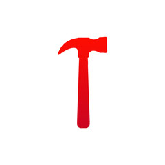 Red Hammer Icon – Minimalist Tool Silhouette for UI, Construction, and Branding