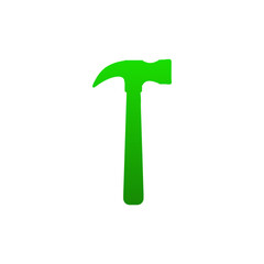 Green Hammer Icon – Minimalist Tool Silhouette for UI, Construction, and Branding